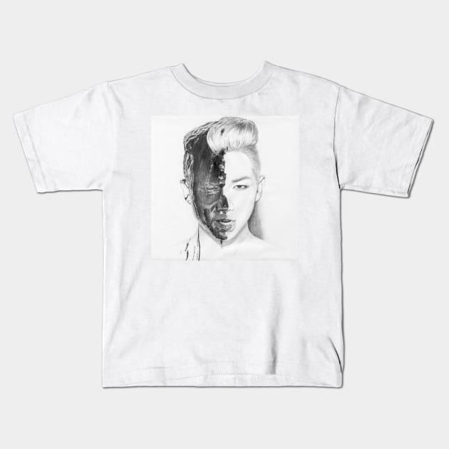 RM Rap Monster pencil drawing Kids T-Shirt by ZeroKara